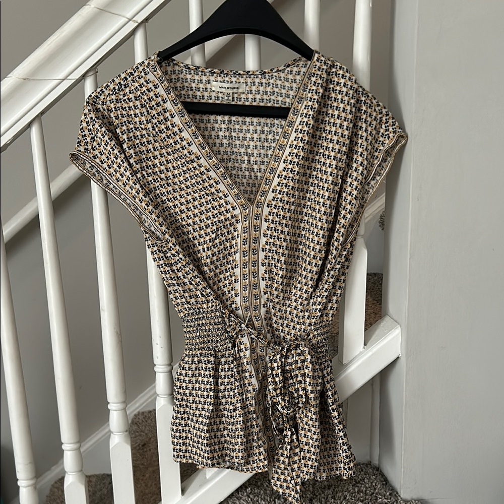 Patterned V-Neck Women's Top
